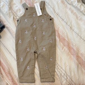 Janie and Jack Brown Overalls with Dog Embroidery